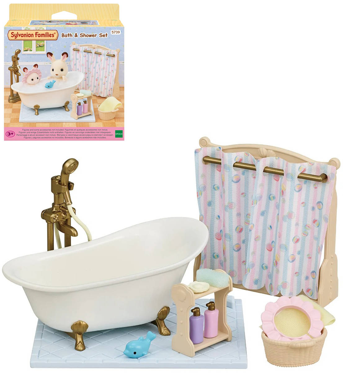 Fotografie Sylvanian Families koupelnový set s vanou a sprchou doplněk k herním sadám