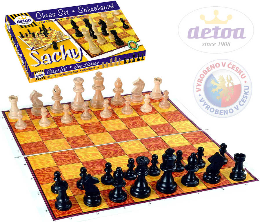 Fotografie Šachy dřevo společenská hra v krabici 37x22x4cm