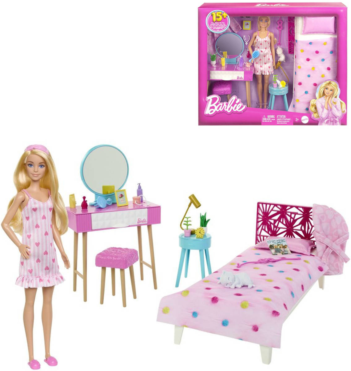 MATTEL BRB Ložnice herní set panenka Barbie s doplňky