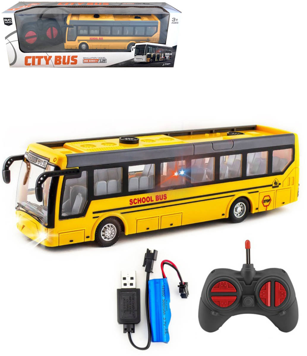 RC Autobus školní na vysílačku 27MHz City Bus plná funkce na baterie