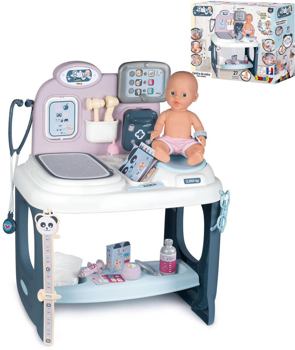 SMOBY Baby Care Centrum pediatrický dětský set s panenkou na baterie Světlo Zvuk