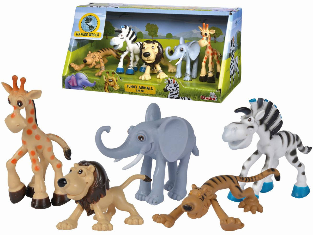 SIMBA Zvířátka veselá Safari set 5ks 9-12cm plast v krabici