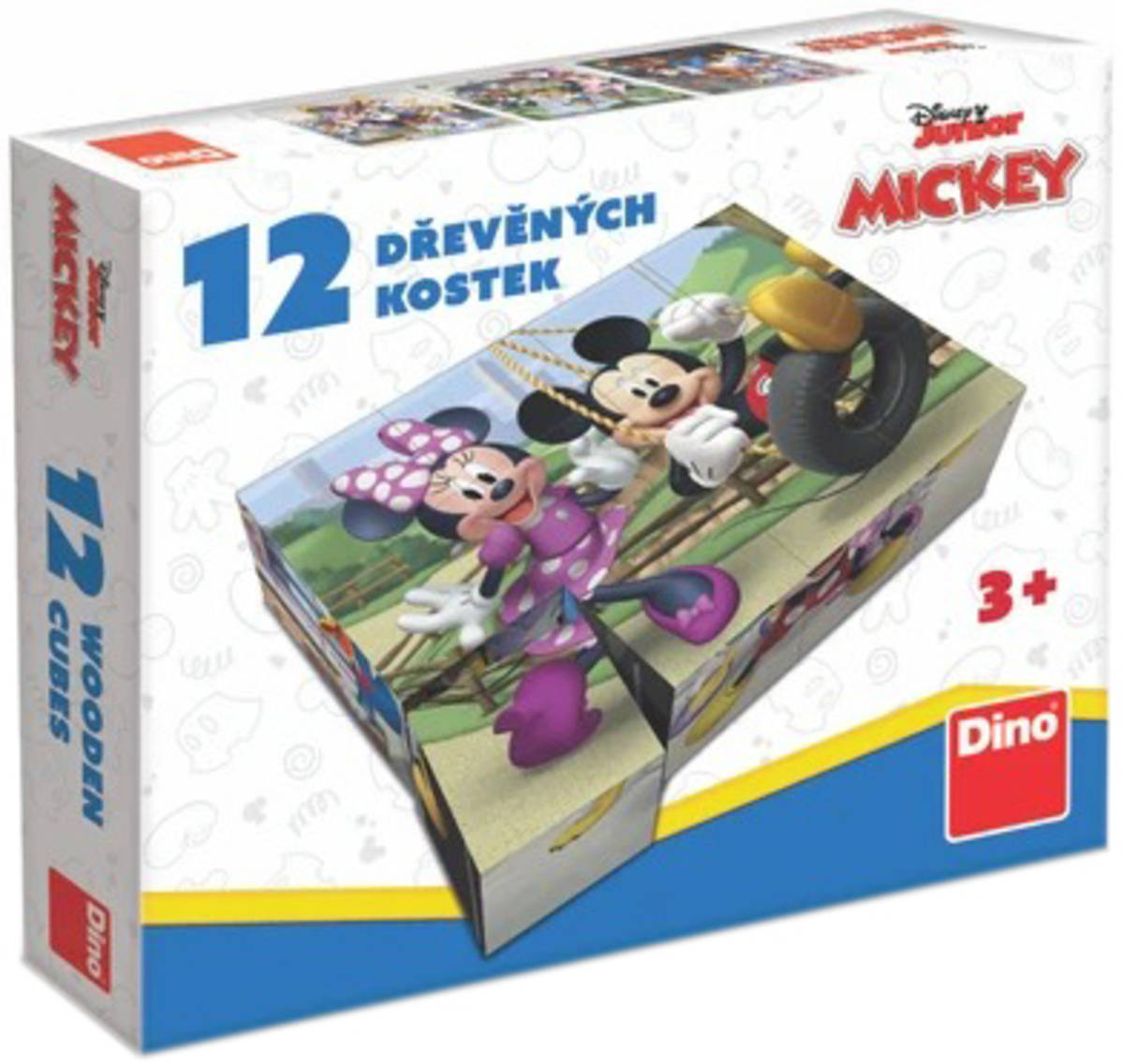 Fotografie DINO DŘEVO Kubus Mickey Mouse obrázkové kostky 12ks *DŘEVĚNÉ HRAČKY*