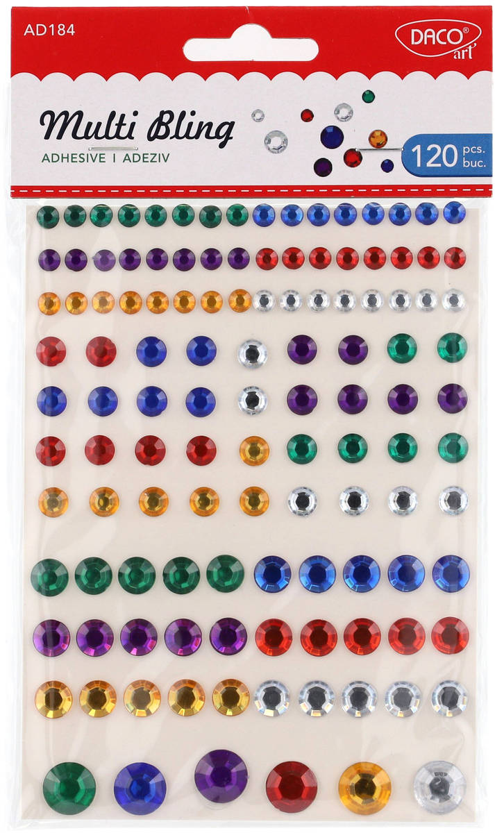 Kamínky barevné kulaté samolepící set 120ks dekorace v sáčku plast