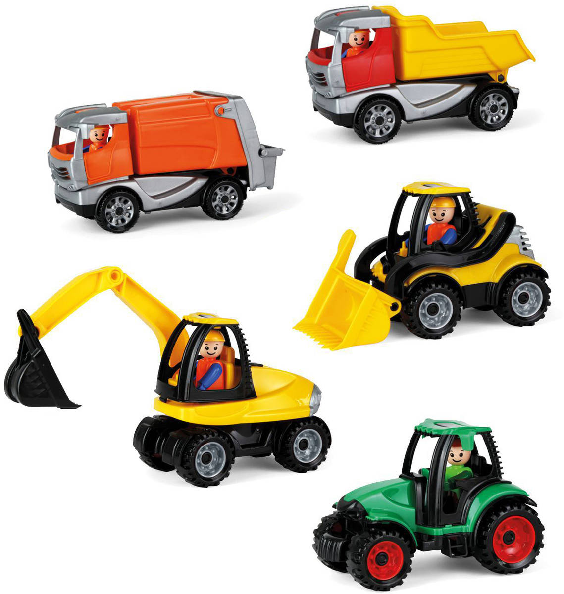LENA Truckies baby auto pracovní set s figurkou volný chod 5 druhů plast