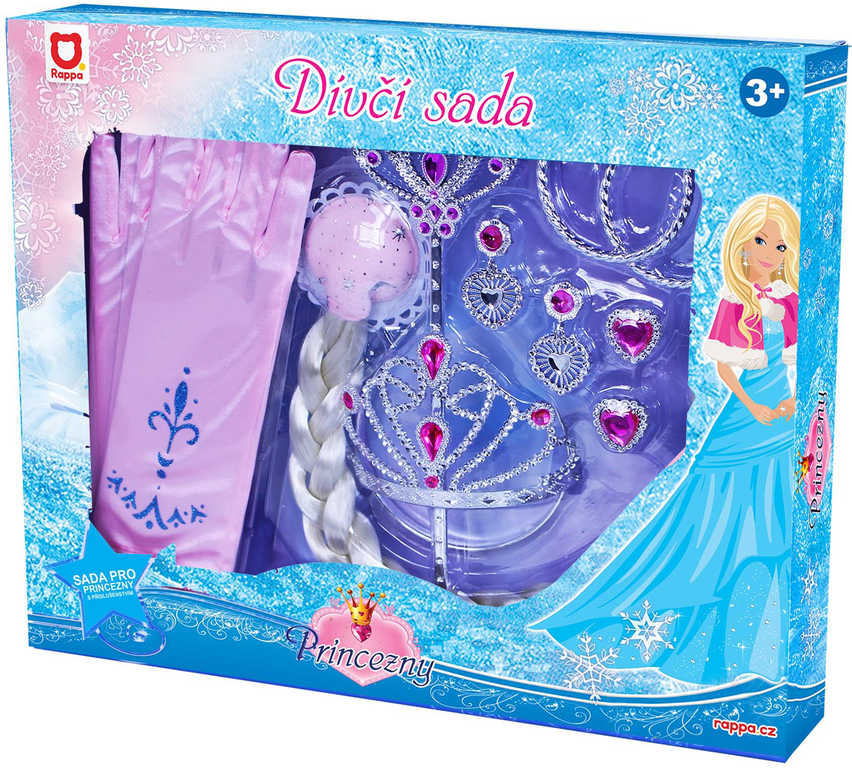 Fotografie KARNEVAL Sada růžová princezna s rukavicemi a korunkou v krabici