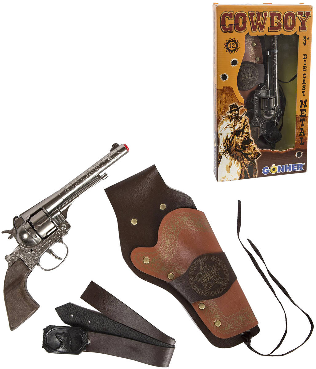 Kovbojský set revolver dětský kovový na kapsle 12 ran s pouzdrem a opaskem