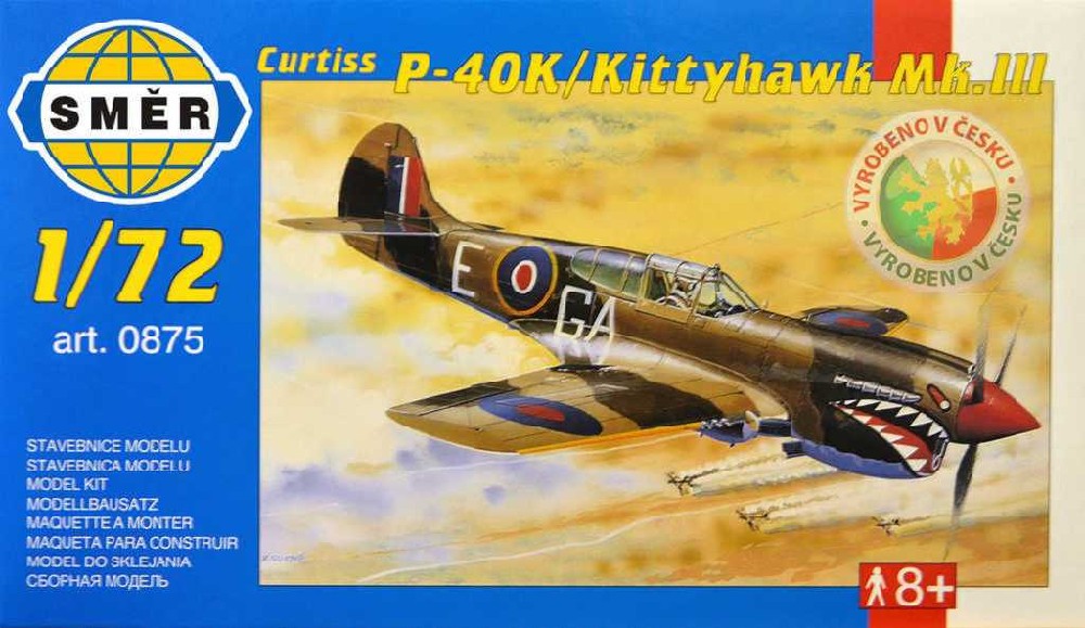 Fotografie Model Curtiss P-40 K Kittyhawk MK.3 13,2x15,7cm v krabici 25x14,5x4,5cm