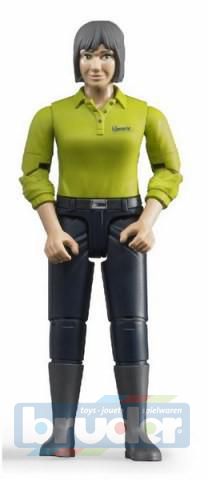 Fotografie BRUDER 60405 Figurka žena tmavé kalhoty, zelená košile