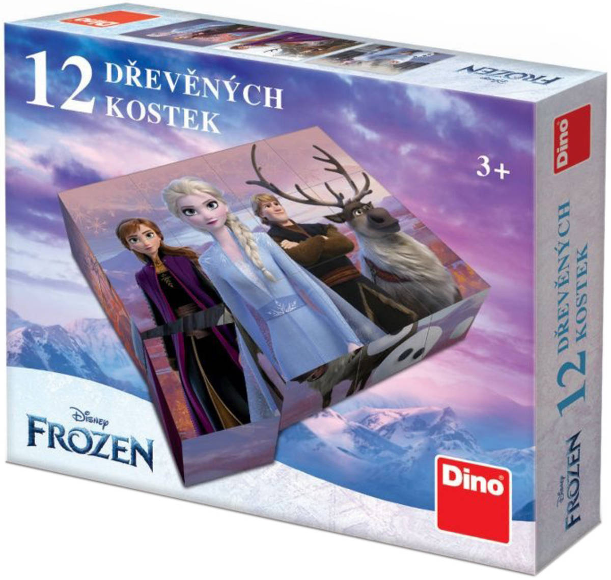Fotografie DINO DŘEVO Kubus Frozen 2 (Ledové Království) obrázkové kostky set 12ks