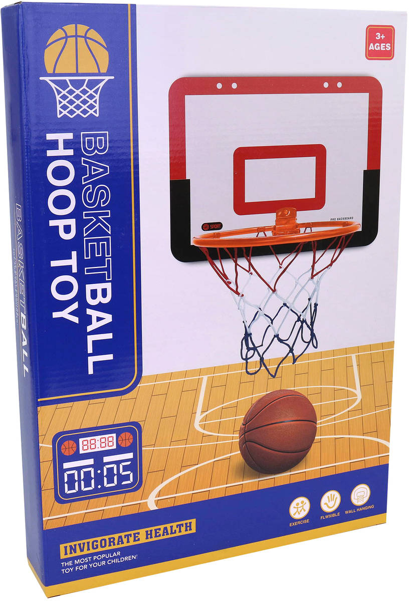 Basketbalová sada 40x26cm koš s míčem a pumpičkou trikolora v krabici