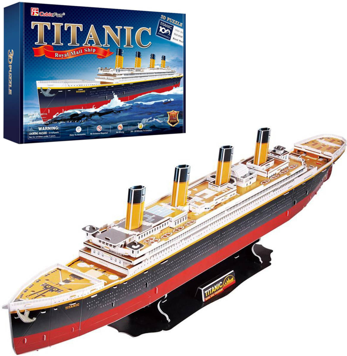 Fotografie CubicFun Puzzle zaoceánský parník Titanic 3D skládačka 113 dílků v krabici