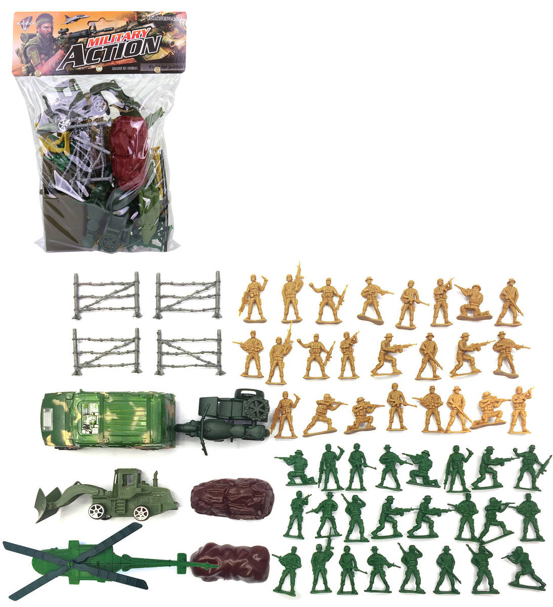 Fotografie Vojáci army herní set vojenské figurky se zbraněmi a vojenskou technikou plast