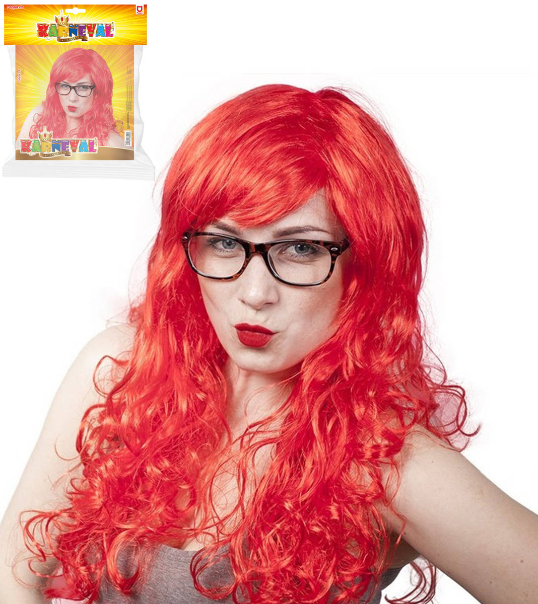 Fotografie KARNEVAL Paruka červená dospělá dlouhé vlasy *KARNEVALOVÝ DOPLNĚK*