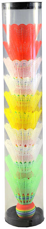 Fotografie Míček plastový na badminton bílý + barevný košíček set 10ks v tubě