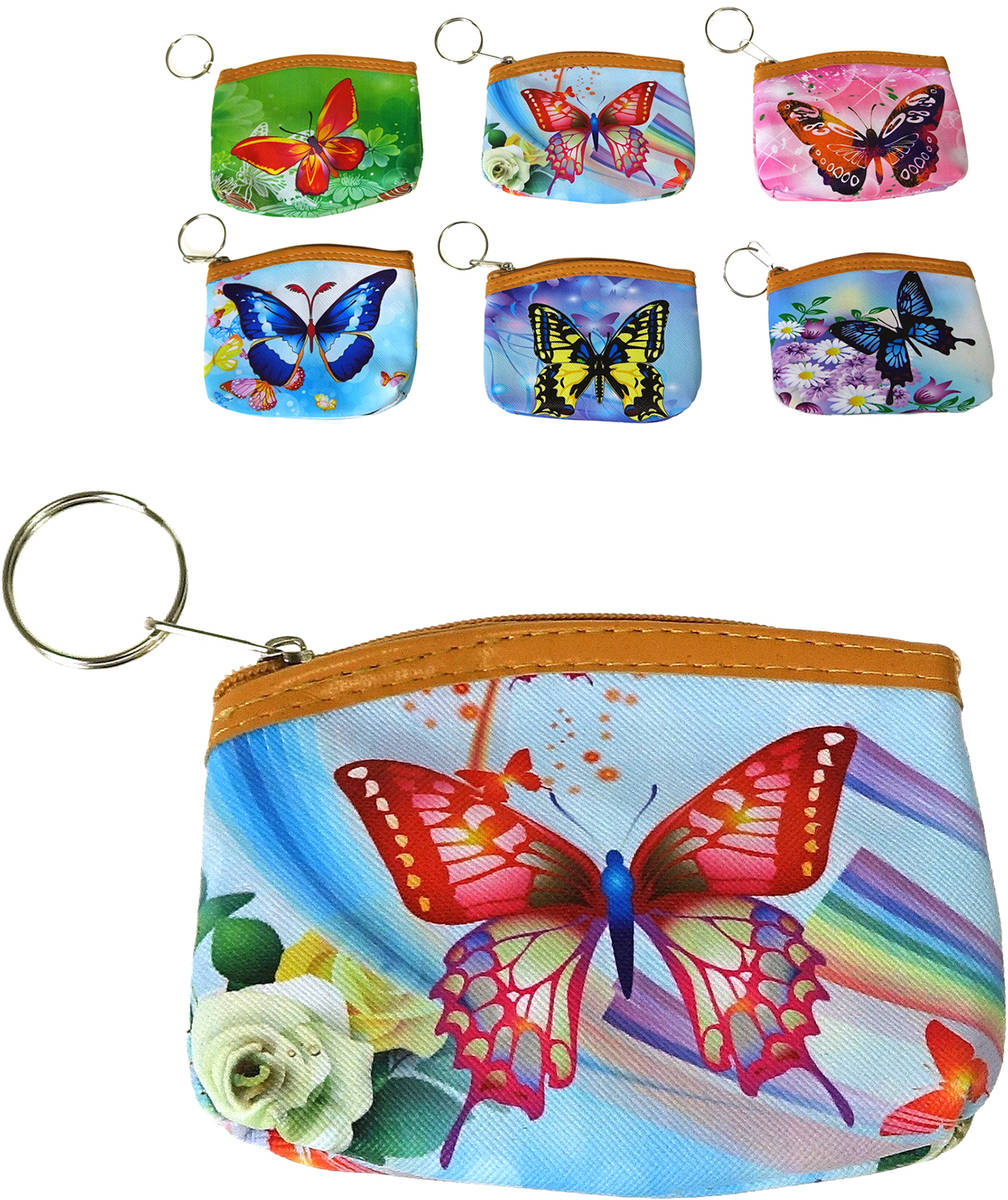 Fotografie Peněženka dětská na zip motýlci 6 druhů plast