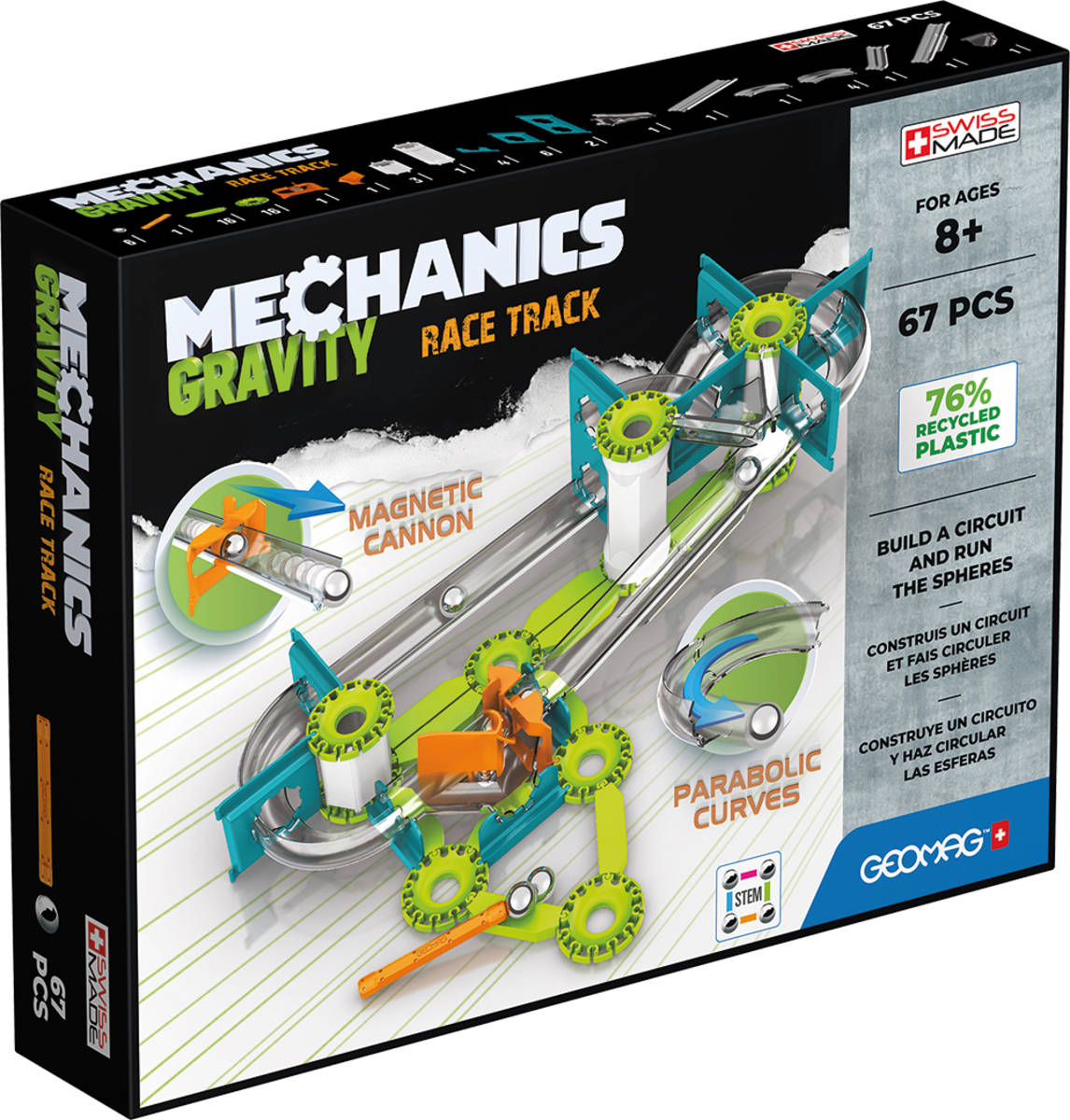GEOMAG MECHANICS Gravity Race Track 67 dílků magnetická STAVEBNICE