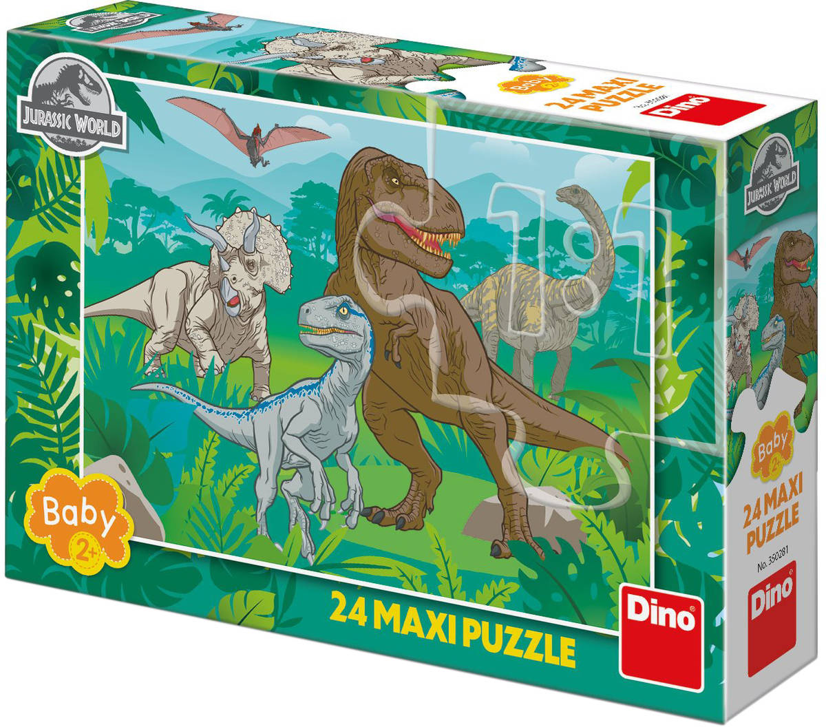 DINO Puzzle Jurský svět (Jurassic World) 66x47cm baby skládačka maxi 24 dílků