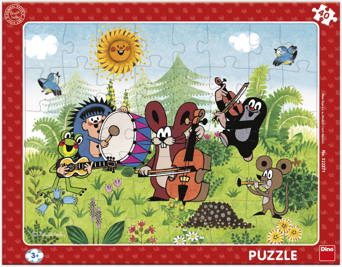 Fotografie DINO Puzzle deskové 40 dílků Krtek a kapela (Krteček) 32x24cm skládačka