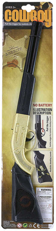 Puška kovbojská zlatá 50cm dětská zbraň se zvukem plastová
