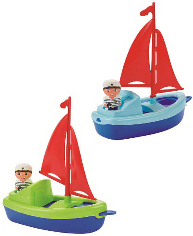 Fotografie ECOIFFIER Plachetnice loďka 24cm s námořníkem do vody plast 2 barvy
