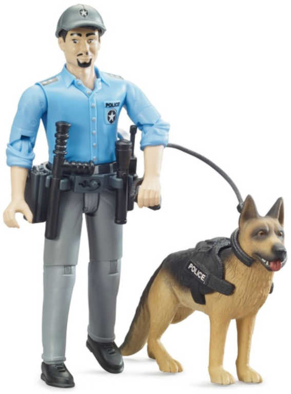 Fotografie BRUDER 62150 Set figurka policista + policejní pes