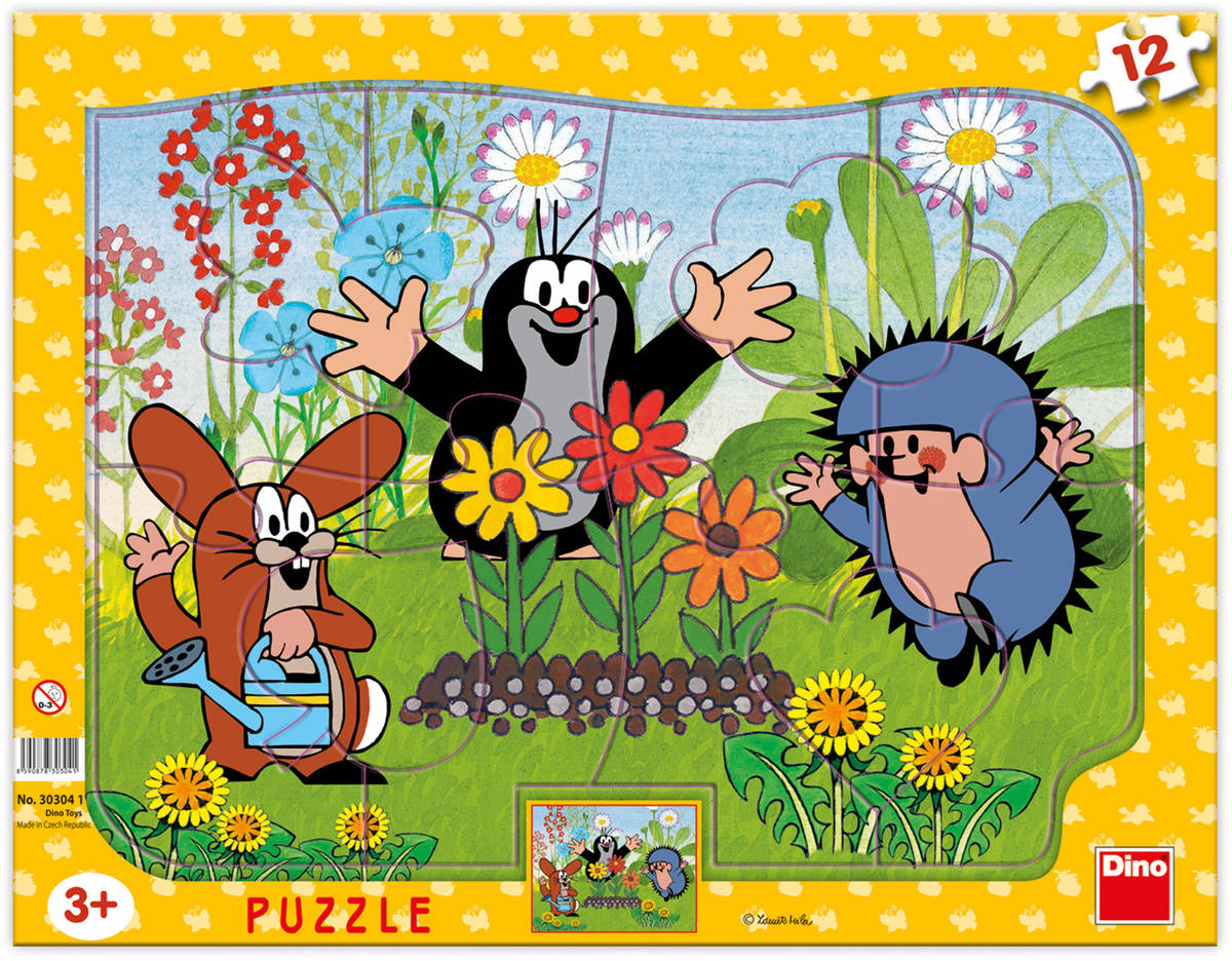 Fotografie Puzzle deskové tvary Krtek zahradník 36x28cm 12 dílků