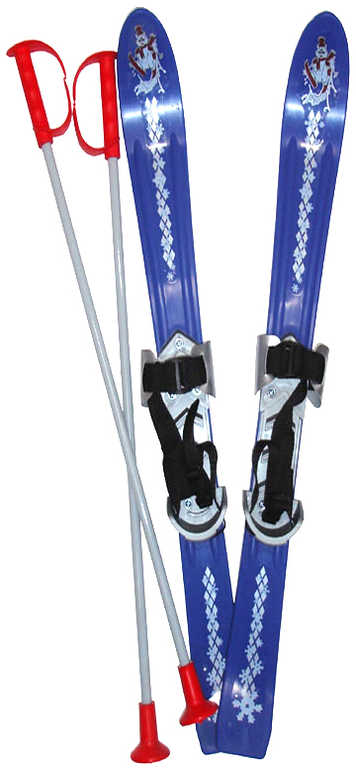 PLASTKON Lyže carvingové Baby Ski 90cm Modré s vázáním a holemi
