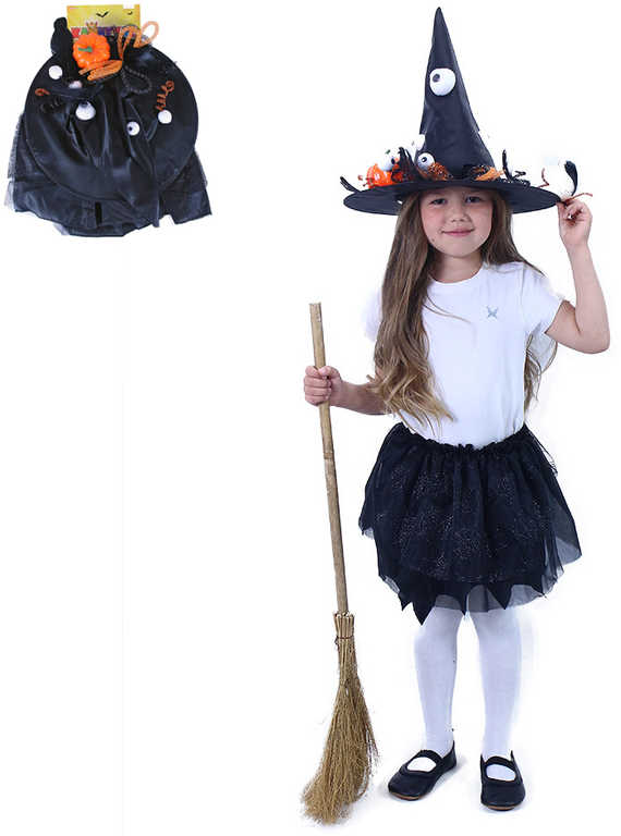 KARNEVAL Šaty halloween čarodějnice sukýnka tutu + klobouk KOSTÝM