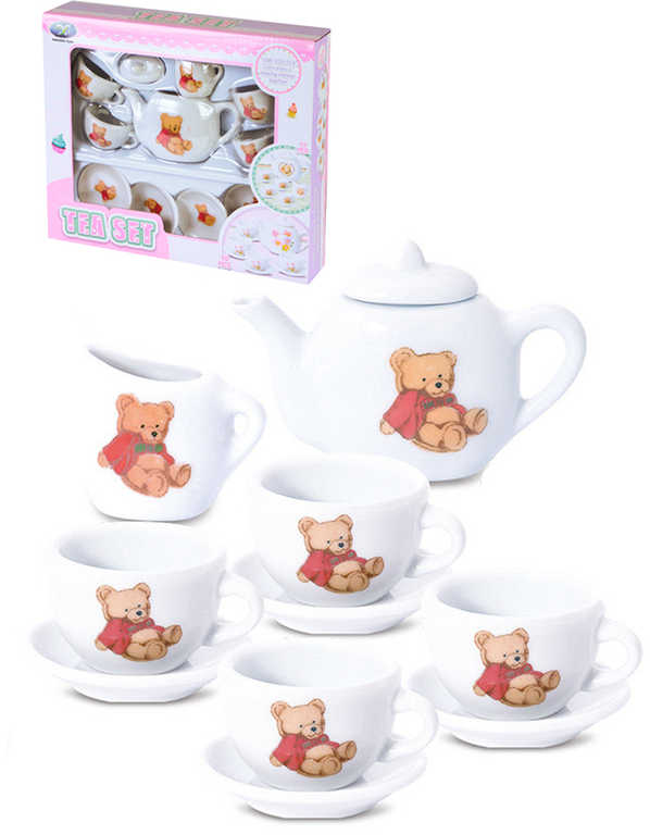 Nádobí dětský čajový servis porcelánový nádobíčko medvídek set 11ks