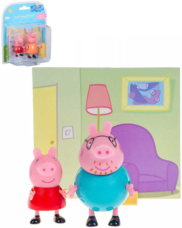 Fotografie Prasátko Peppa Pig herní set 2 figurky s tématickým pozadím 3 druhy