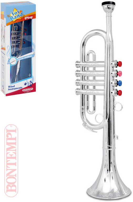 BONTEMPI Trumpeta stříbrná dětská 4 klapky plast *HUDEBNÍ NÁSTROJE*