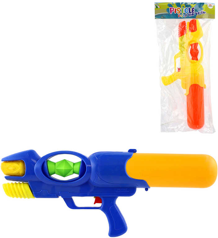 Pistole vodní 50cm se zásobníkem na vodu 2 barvy plast v sáčku