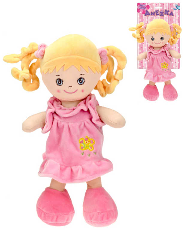 Baby panenka Anežka blondýnka hadrová látková zpívá mluví textilní na baterie CZ Zvuk