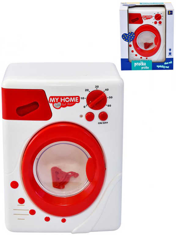 Fotografie MAC TOYS Pračka dětská automatická červeno-bílá na baterie plast Světlo