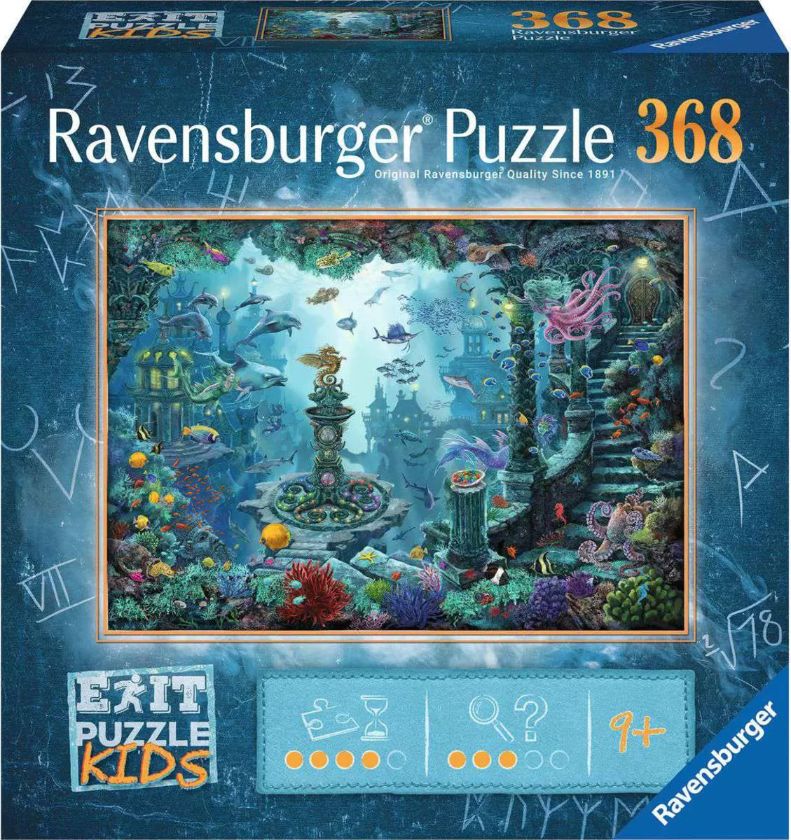 Fotografie RAVENSBURGER Hra úniková Exit Kids puzzle Potopená Atlantida 368 dílků 2v1