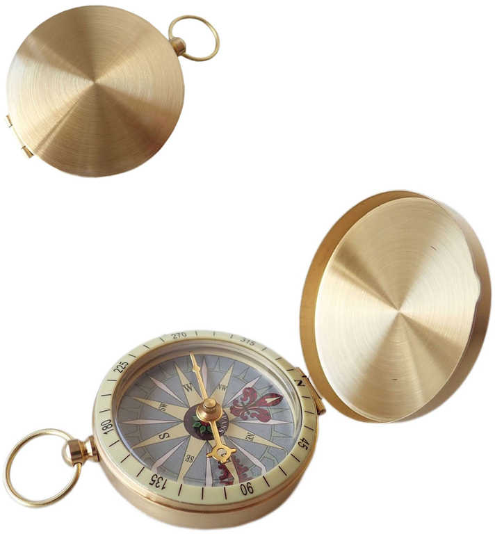 ACRA Kompas klasik s kovovým krytem s očkem na zavěšení na krk