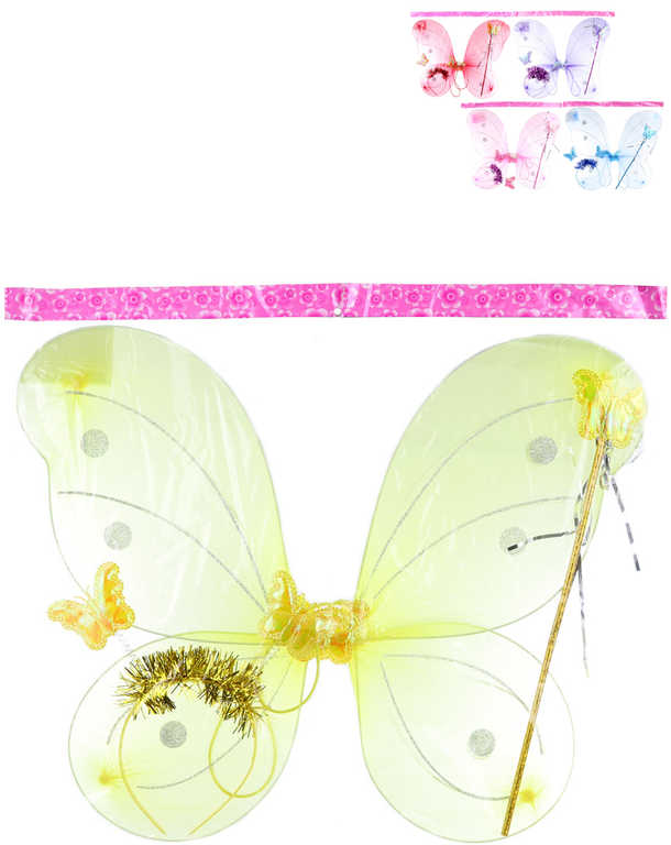 Fotografie KARNEVAL Křídla třpytková motýlí s doplňky 5 barev *KARNEVALOVÝ DOPLNĚK*
