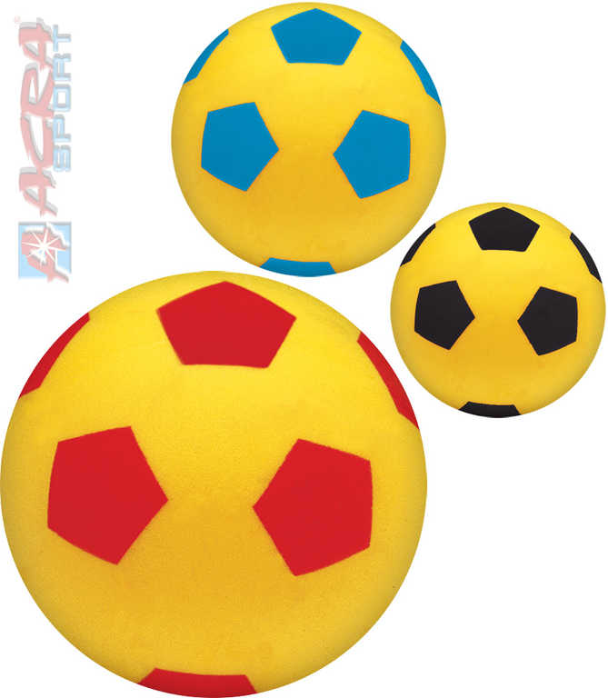 Fotografie ACRA Soft míč dětský mondo 20cm žlutý molitanový potisk kopačák 3 barvy ACRA A46:186940