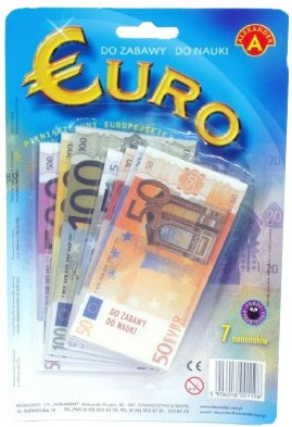 Fotografie Eura peníze do hry na kartě 15x16cm
