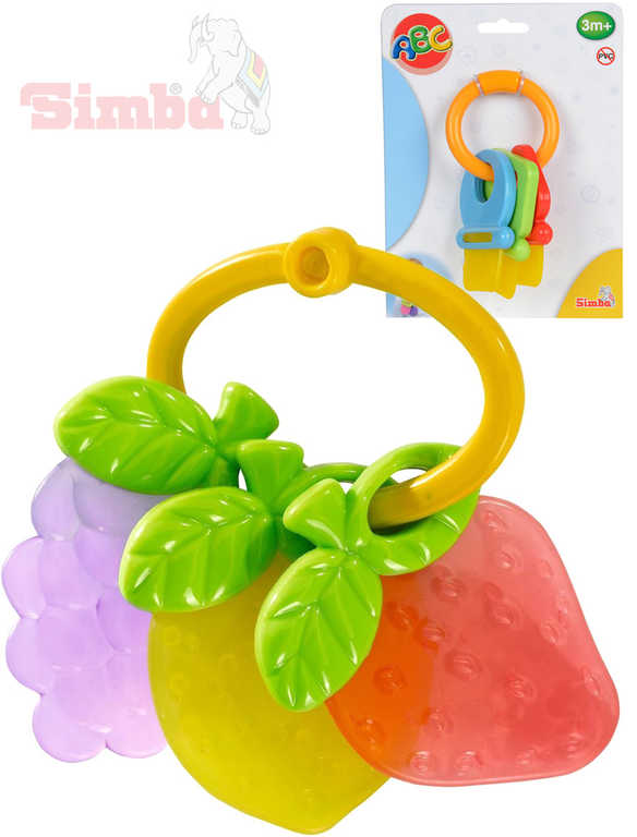 Fotografie SIMBA Baby kousátko klíče/ovoce plastové 2 druhy pro miminko na kartě SIMBA
