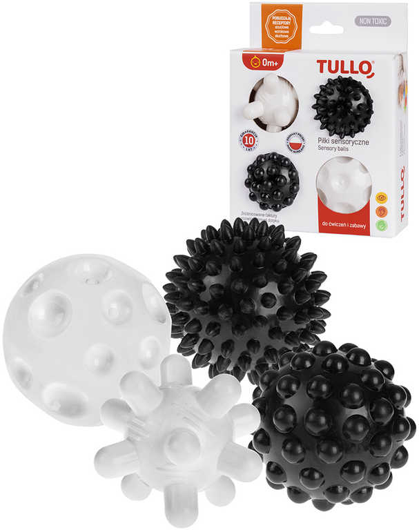 Fotografie TULLO Baby balónky gumové stimulační černobílé set 4ks pro miminko