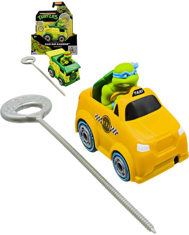Fotografie Želvy Ninja Rad Rip Racers autíčko s figurkou s lankem na natažení 4 druhy