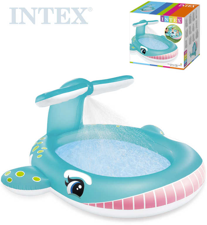 Fotografie INTEX Baby bazének se sprchou velryba nafukovací brouzdaliště 57440 Intex
