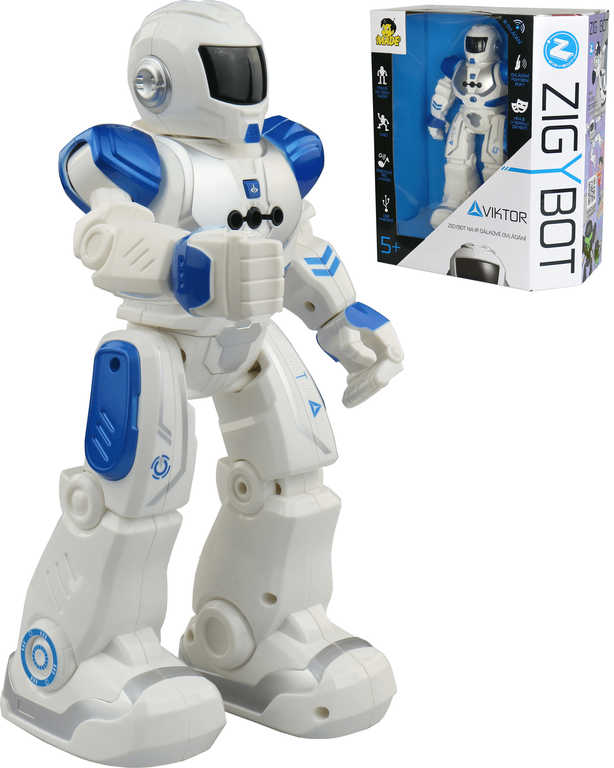 Zigybot VIKTOR IR Interaktivní robot ovládání pohybem ruky na baterie Modrý Světlo Zvuk