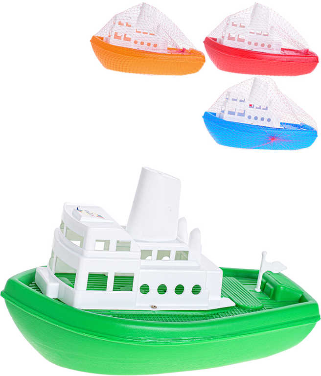 Fotografie Loď parník barevný 33cm plastová lodička do vany 4 barvy do vody