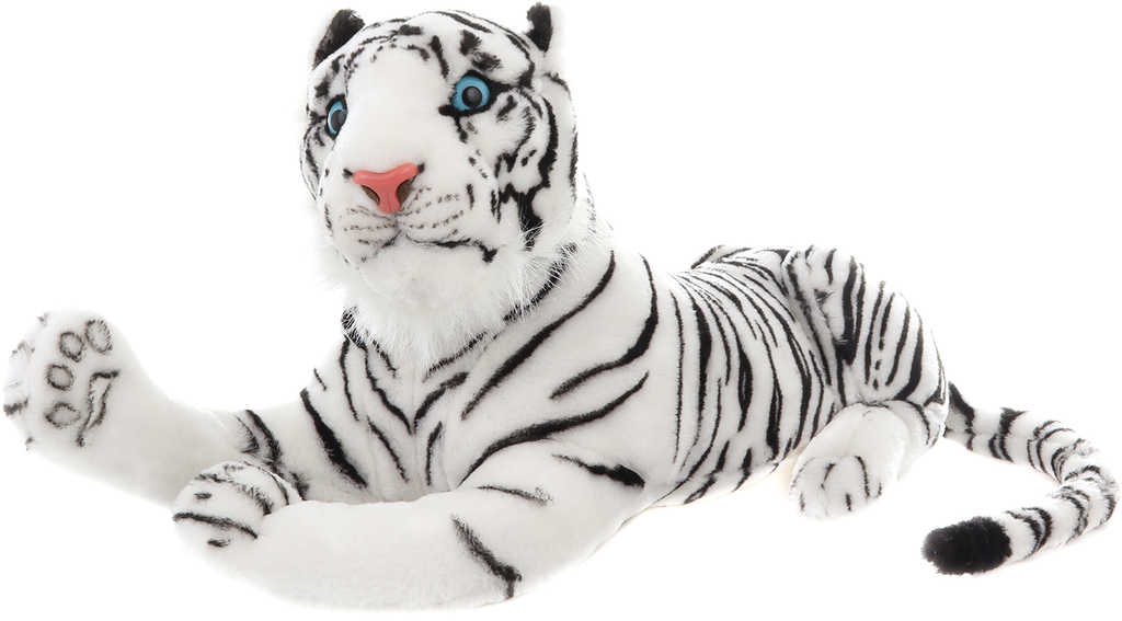 Fotografie PLYŠ Tygr bílý ležící 55cm *PLYŠOVÉ HRAČKY*