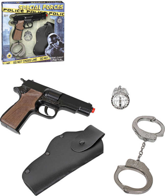 Fotografie Policejní kovová sada specální jednotky s pistolí kapslovkou na 8 ran