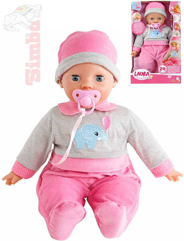 SIMBA Baby panenka Laura interaktivní miminko na baterie set s doplňky Zvuk