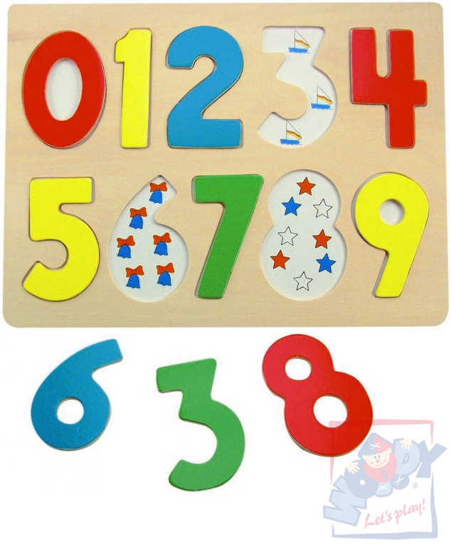 Fotografie WOODY DŘEVO Puzzle vkládací abeceda s beruškami na desce WOODY